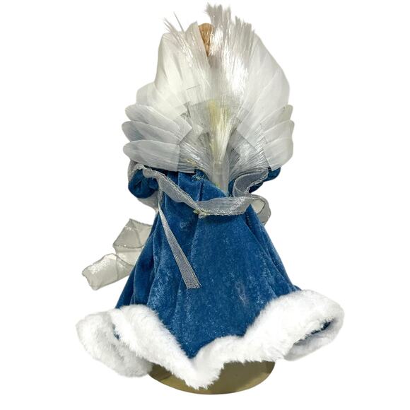 Fiber Optics Angel Tree Topper Vintage Blue & White Holiday Christmas Decor 12” - Picture 9 of 11
